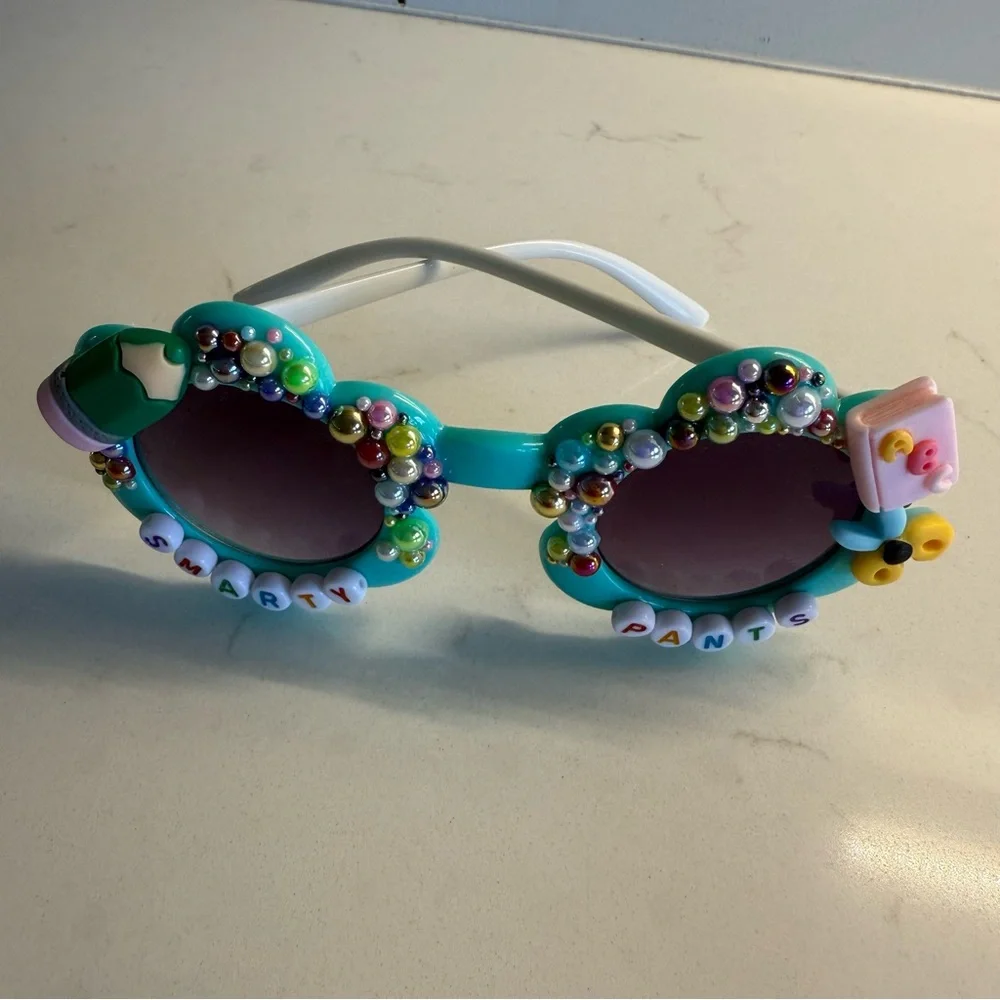Turquoise Beaded 'Smarty Pants' Novelty Sunglasses